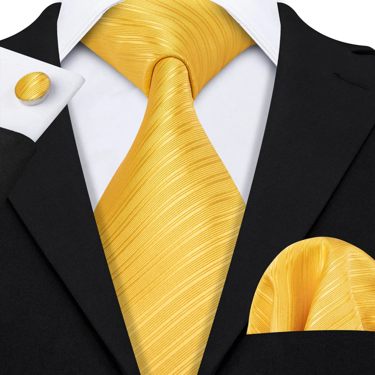 Jacquard Necktie, Pocket Square & Cufflinks Set – Unisex Gift