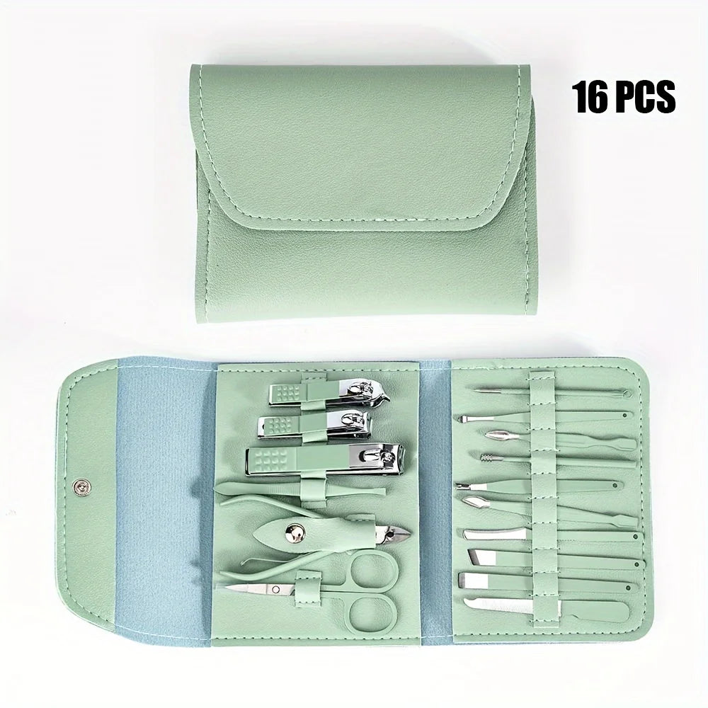16-Piece Professional Nail Clipper & Cuticle Nipper Set with Travel Case