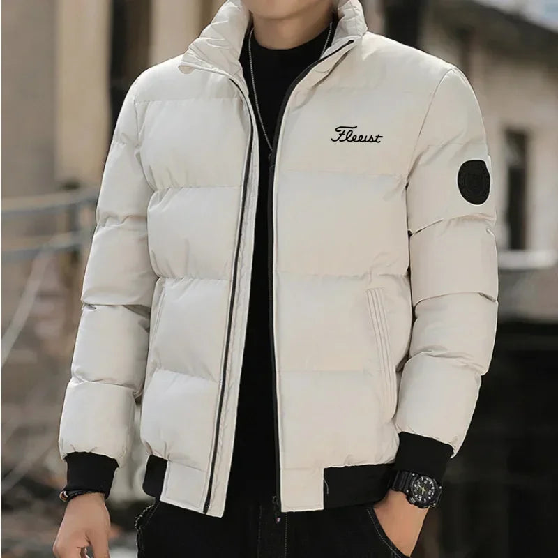 Geometric Print Stand-Collar Jacket