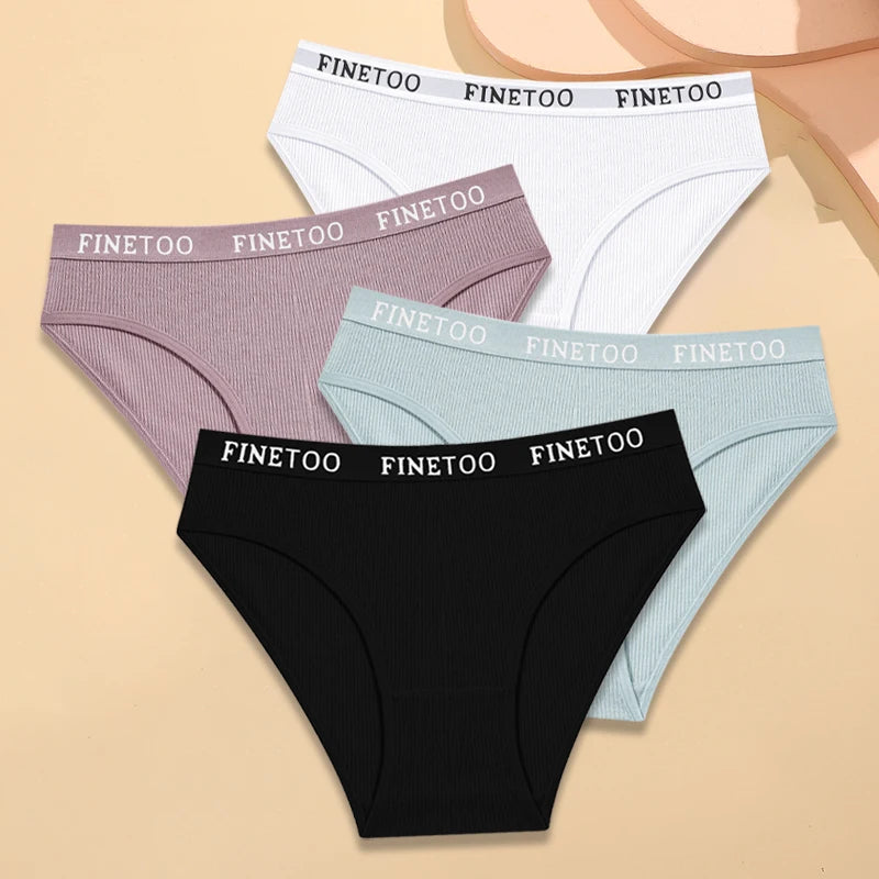 Women's 4-Pack Cotton Striped Briefs | Low-Rise Breathable Underwear M-XXL