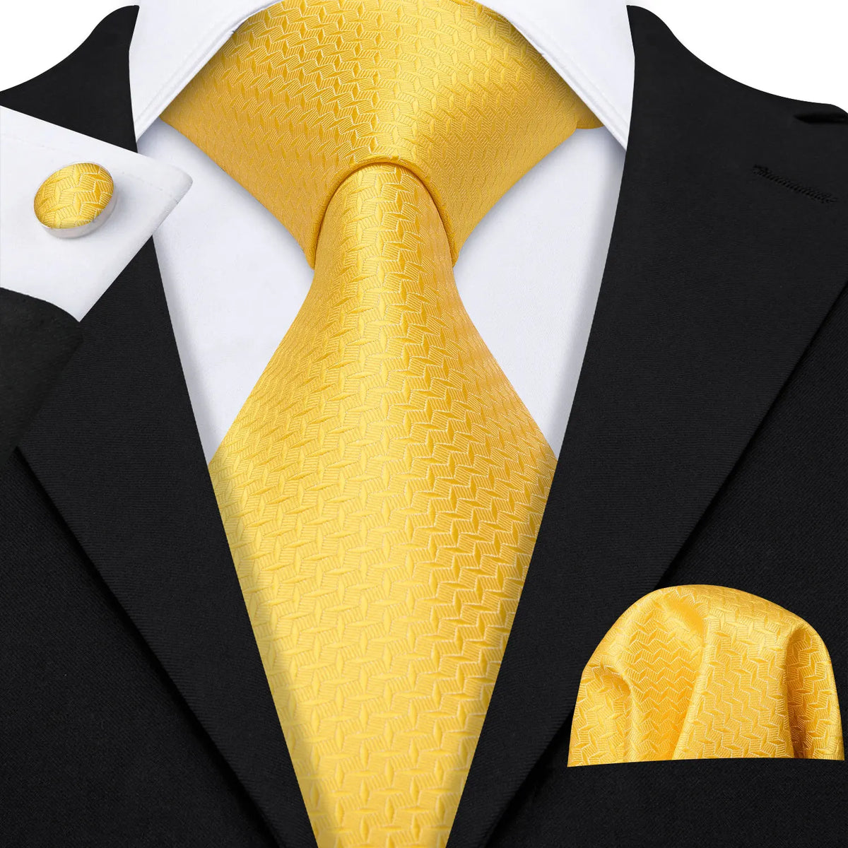 Jacquard Necktie, Pocket Square & Cufflinks Set – Unisex Gift