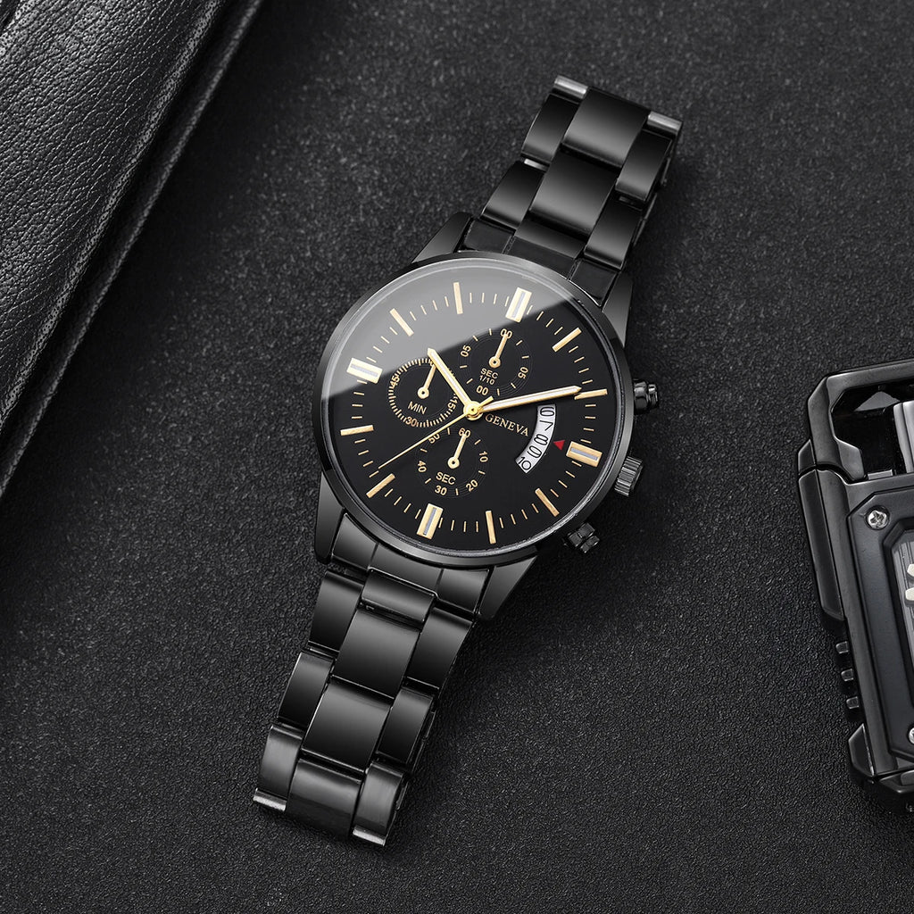 Luxury Stainless Steel Men Calendar Quartz Watch Fashion Mens Business Watches for Man Clock Reloj Hombre