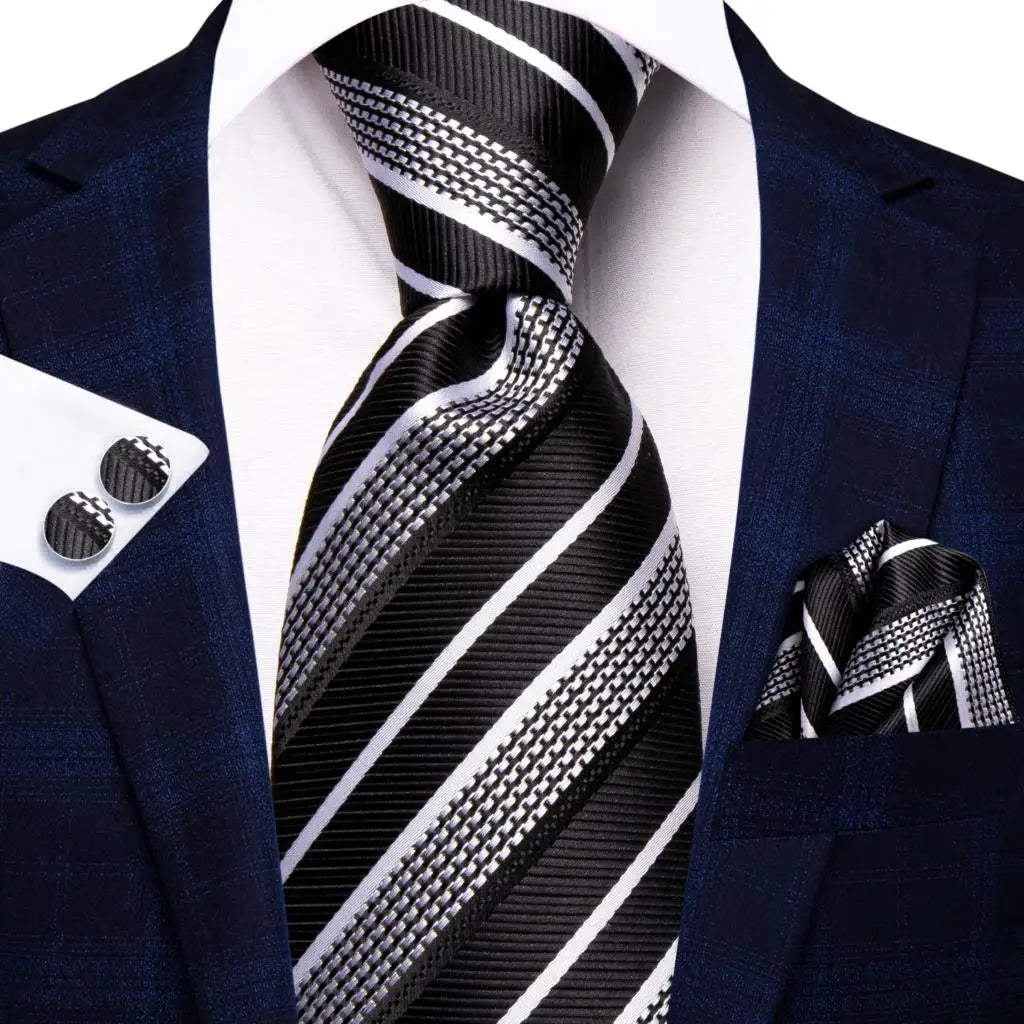 Floral Necktie Set for Men — Tie, Pocket Square & Cufflinks