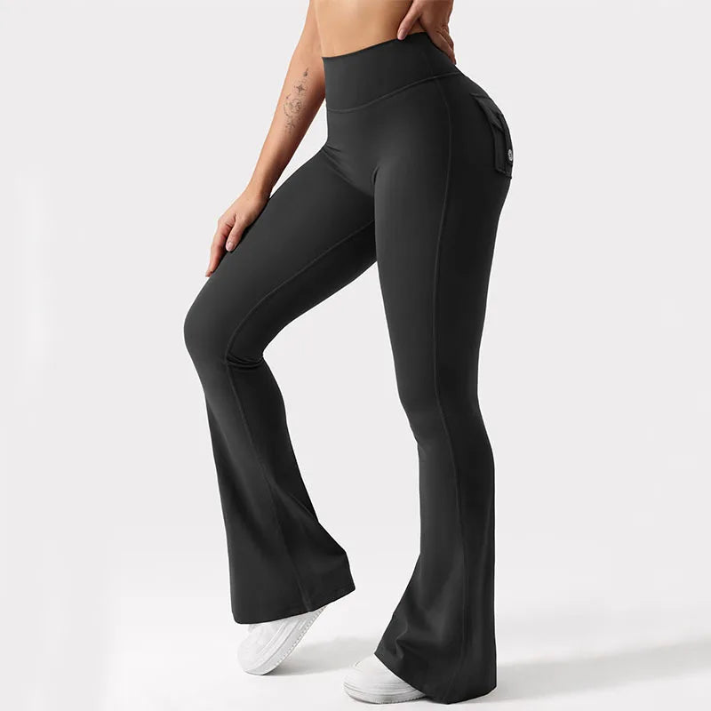 Women's Wide Leg Compression Yoga Leggings with Pockets