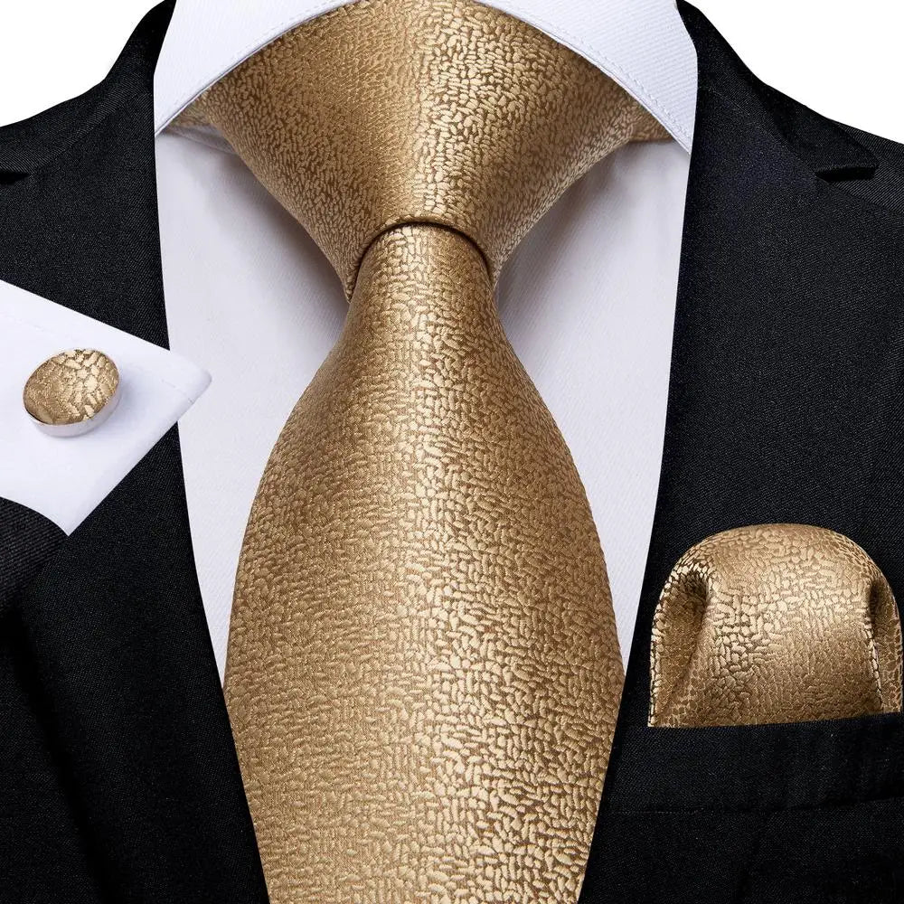 Jacquard Necktie, Pocket Square & Cufflinks Set – Unisex Gift