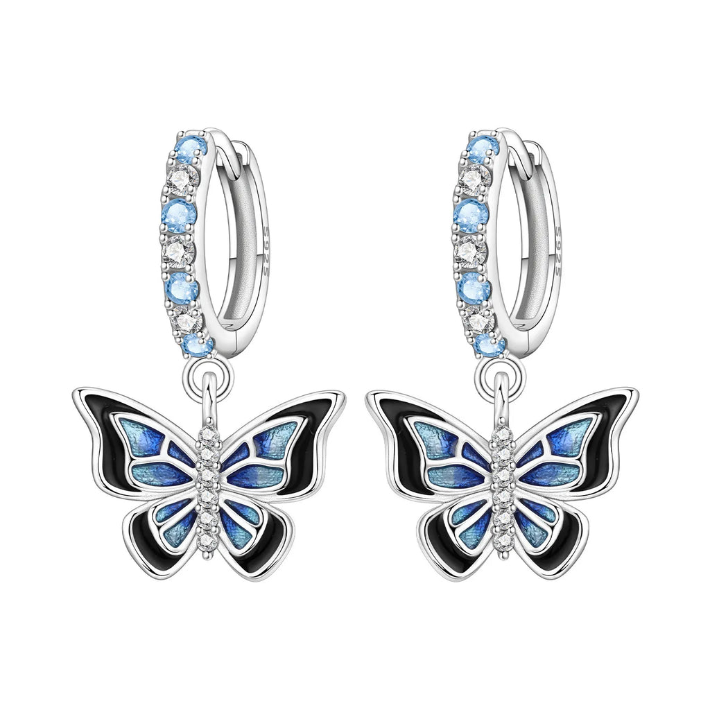 925 Sterling Silver Zircon Butterfly Drop Earrings – Women's Fine Jewelry