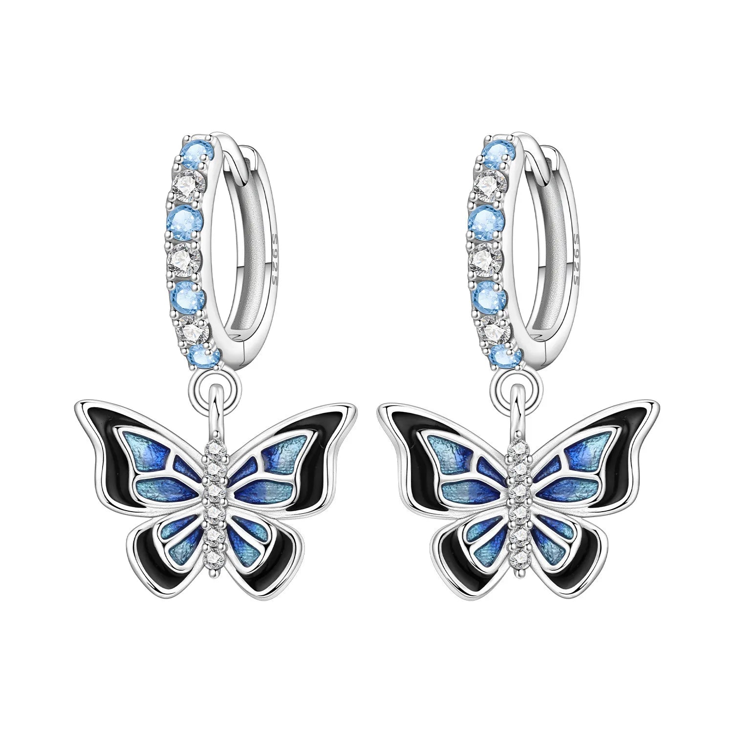 925 Sterling Silver Zircon Butterfly Drop Earrings – Women's Fine Jewelry