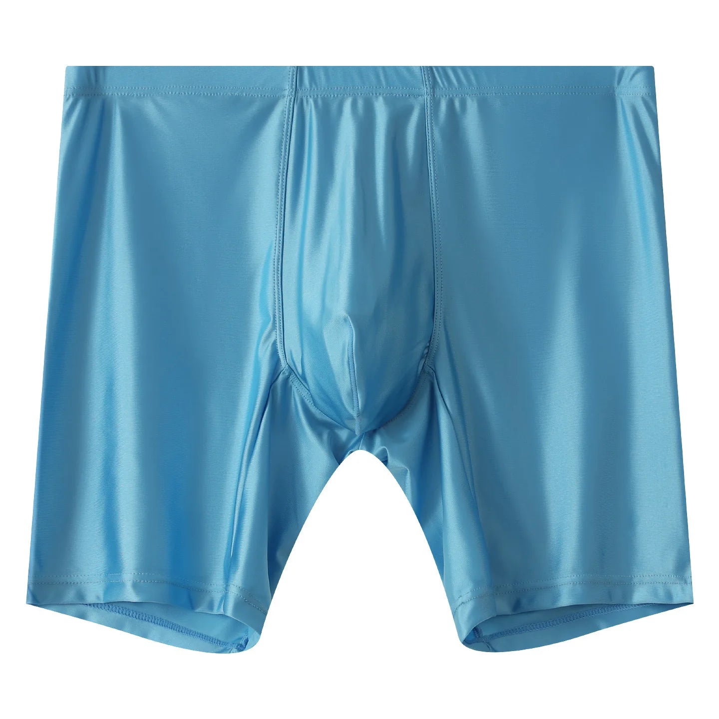 Bóxers largos de seda helada para hombre - Ropa interior de tiro medio ajustada