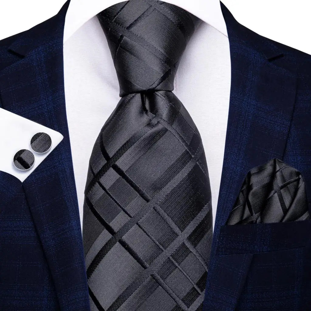 Floral Necktie Set for Men — Tie, Pocket Square & Cufflinks