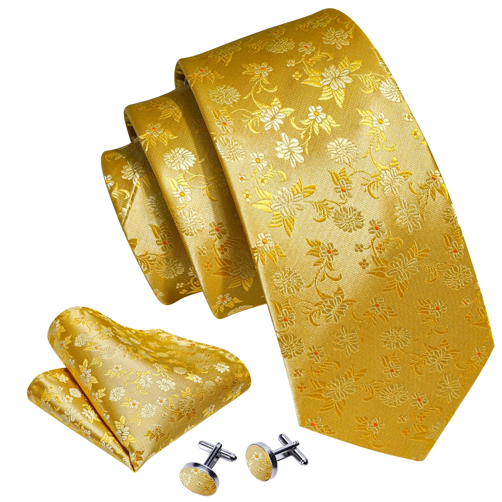 Jacquard Necktie, Pocket Square & Cufflinks Set – Unisex Gift