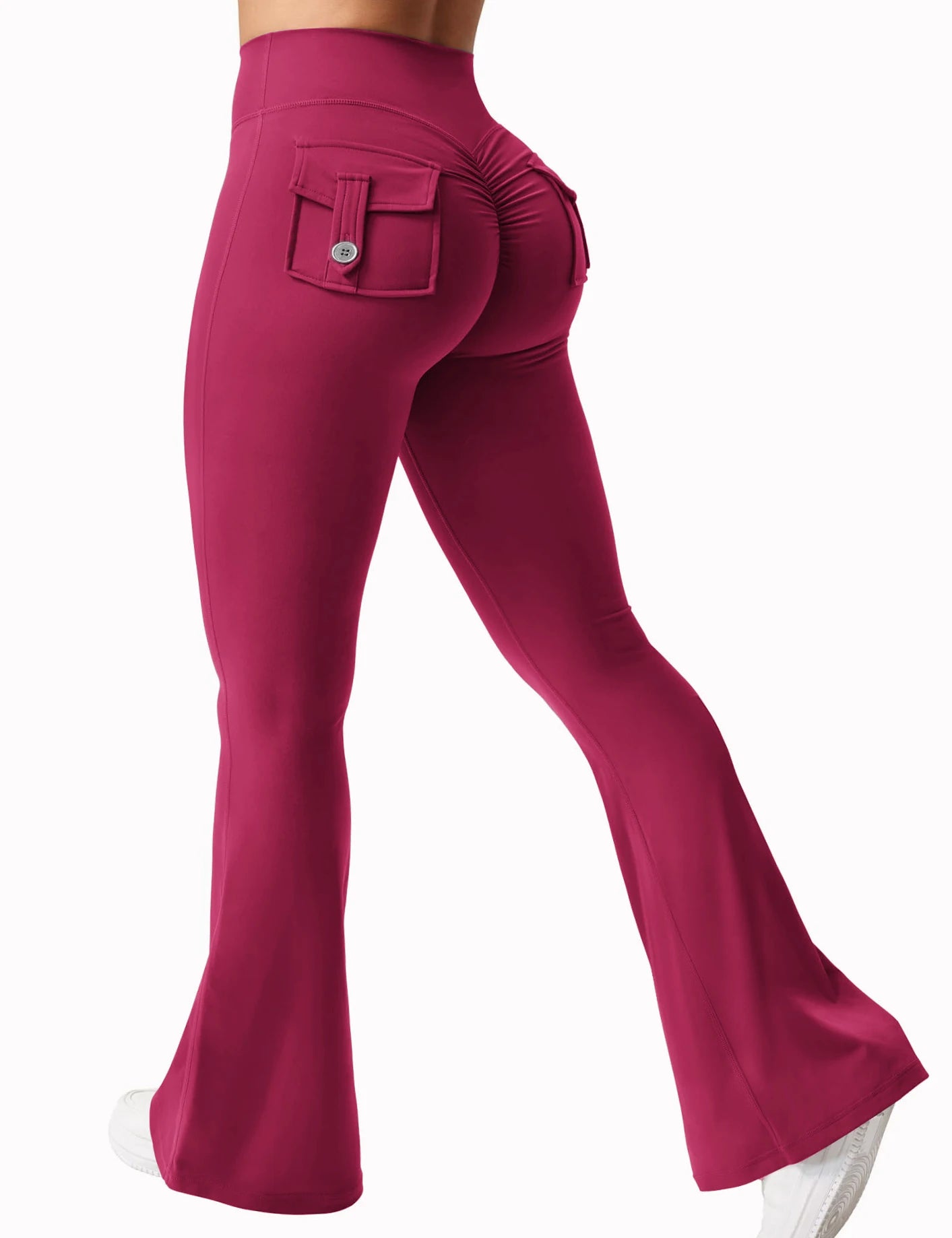 Leggings de yoga de pierna ancha para mujer, nuevos, de alta elasticidad, sensación de desnudez, compresión, ropa de trabajo de fitness con bolsillos, pantalón de yoga