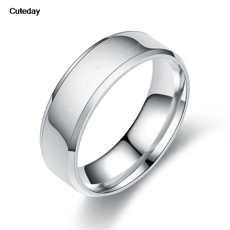 Classic 8mm Smooth Stainless Steel Ring | Couples Wedding Band | Silver, Rose, Black, Gold