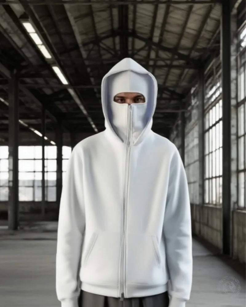 Double Hood Zip-Up Hoodie Jacket – Loose Fit Unisex Couple Sweatshirt