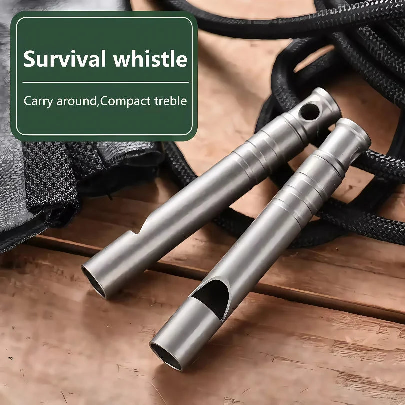 Silbato de Supervivencia de Titanio con Cordón – Silbato de Seguridad de Emergencia Ultraligero para EDC al Aire Libre