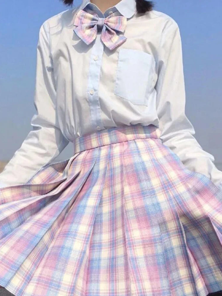 Plaid Bow-Knot Pleated Mini Skirt
