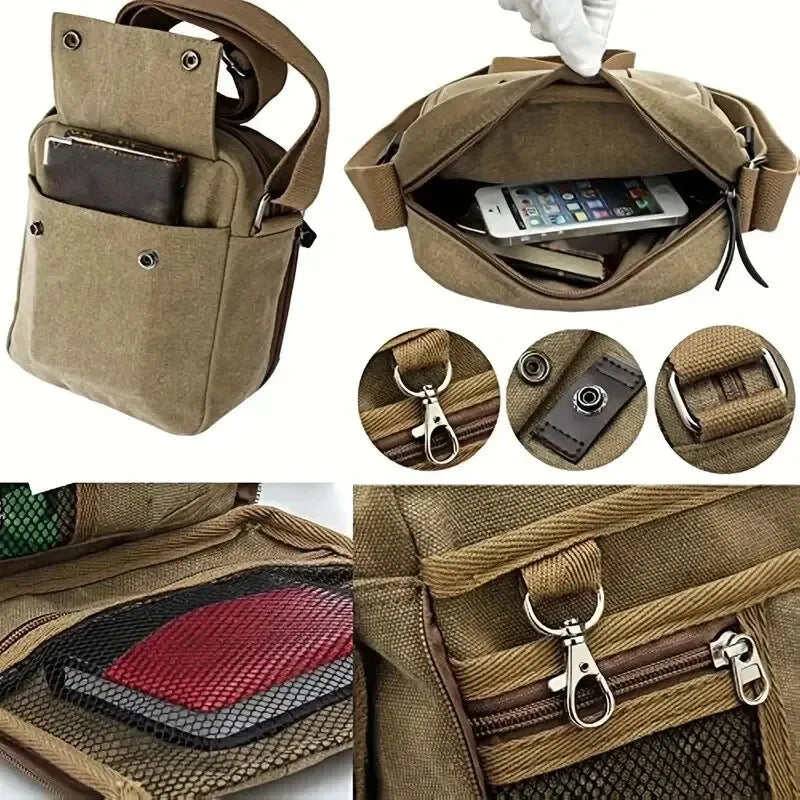 Vintage Canvas Square Crossbody Bag