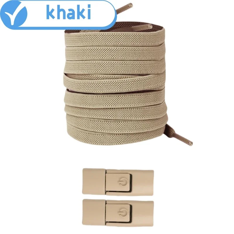No-Tie Elastic Press-Lock Shoelaces – Flat 8mm, 100cm | Kids & Adults