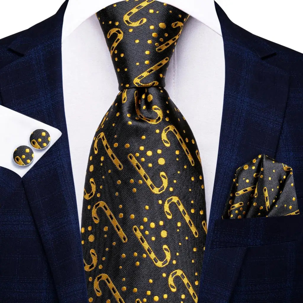 Floral Necktie Set for Men — Tie, Pocket Square & Cufflinks