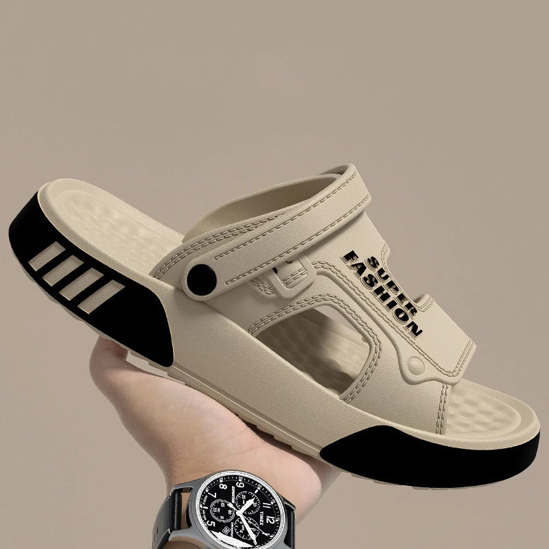 Pantuflas de hombre con plataforma de EVA – Sandalias de playa para interior y exterior con suela blanda