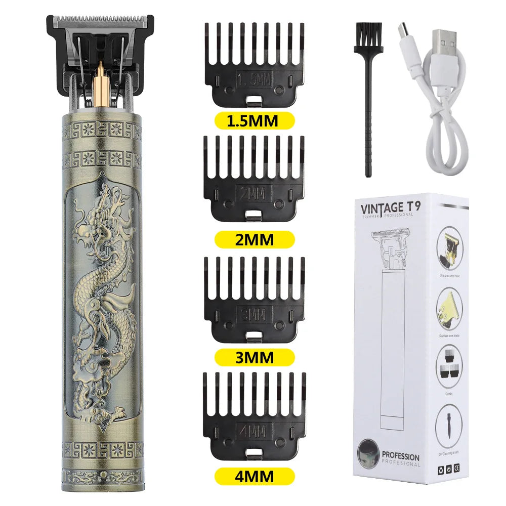 Retro T9 Hair Clipper Set — Professional Haircutting Machine with Accessories