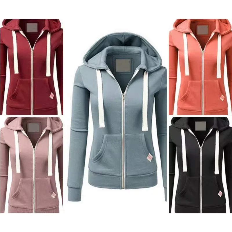 Classic Full-Zip Drawstring Hoodie – 5 Colors