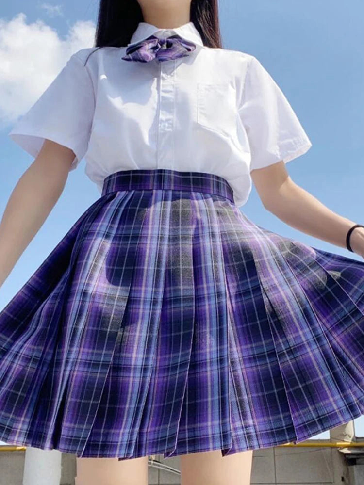 Plaid Bow-Knot Pleated Mini Skirt