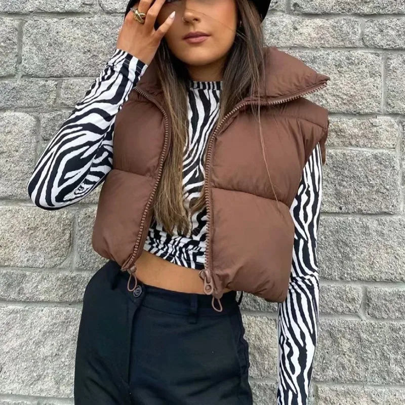 Cropped Quilted Puffer Vest – 5 Colors