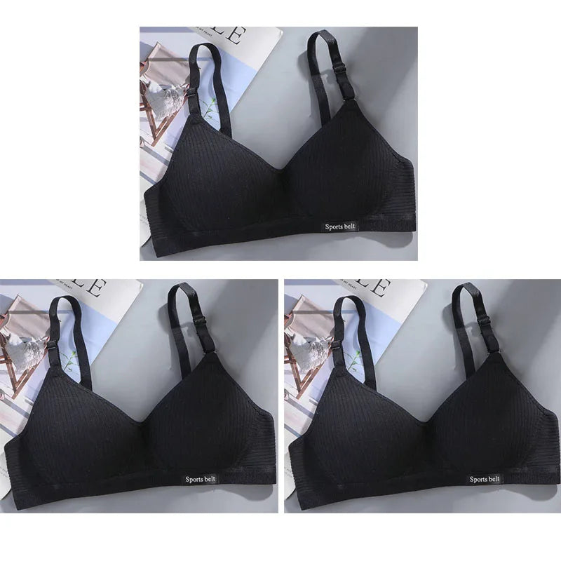 3-Pack Women's Wireless Bra – Seamless Thin Padded V-Shape Everyday Comfort Bra