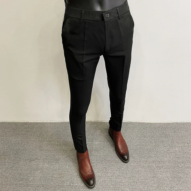 Men's Slim Fit Suit Trousers — Stretch Dress Pants for Business & Formal Wear