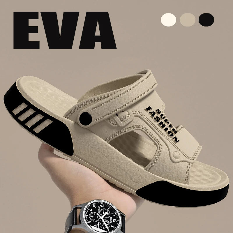 Men's EVA Platform Slide Slippers – Soft Sole Indoor Outdoor Beach Sandals