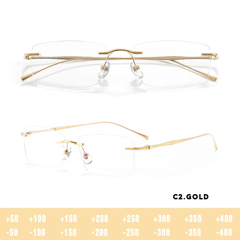 O-Q CLUB Ultra-Light Titanium Rimless Prescription Glasses | Unisex