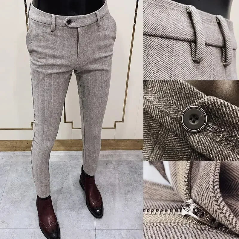 Men's Thickened Woolen Suit Pants - Slim Fit (28-36)