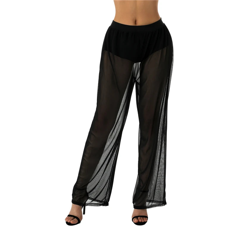 Women's Y2K See-Through Wide Leg Pants