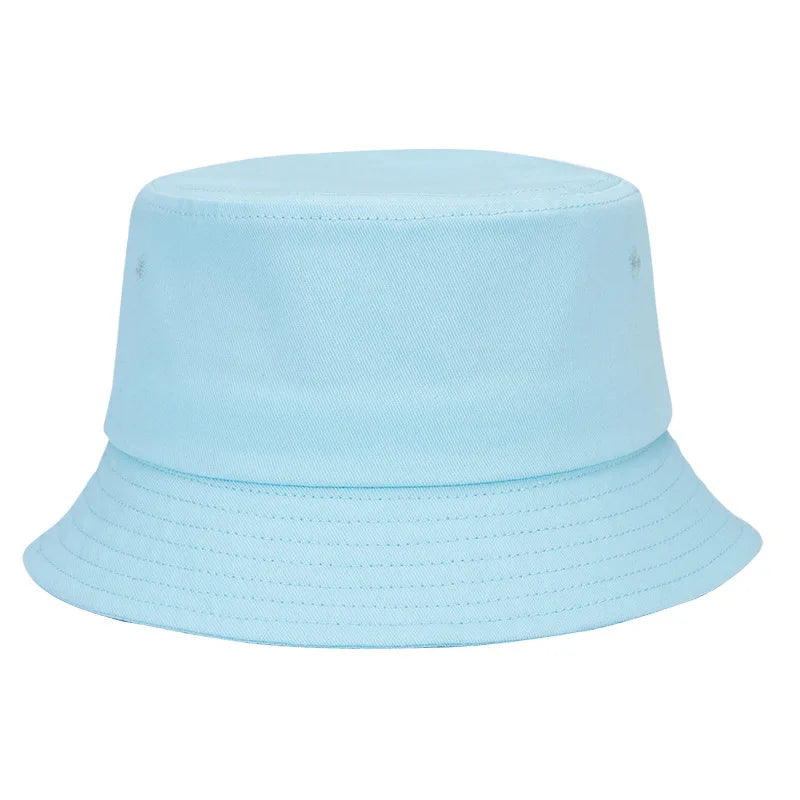 100% Cotton Solid Color Bucket Hat | Summer Sun Protection & Breathable Round Crown