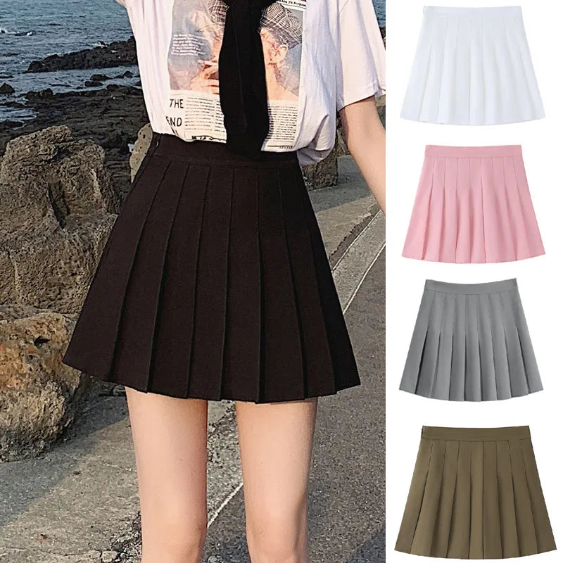 Women's High-Waist Pleated Mini Skirt
