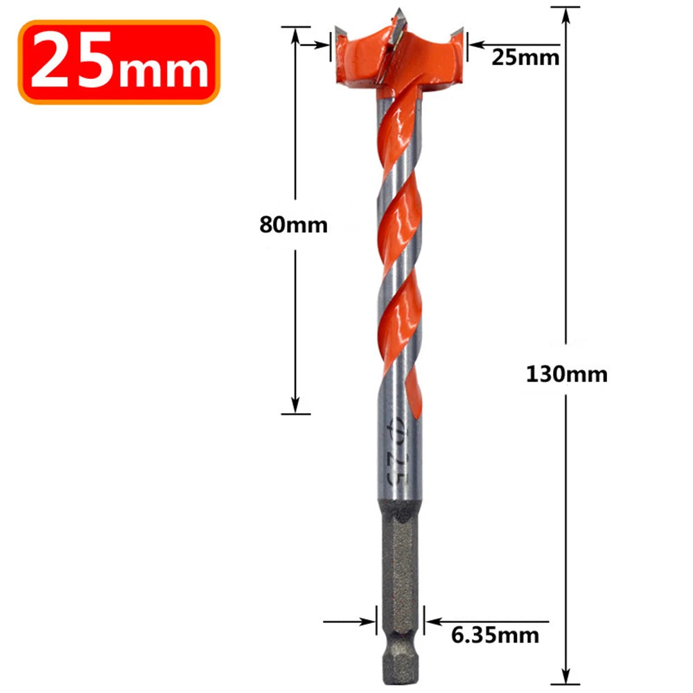 1PC Extended Woodworking Hole Opener Alloy Thread Drill Bit With Hexagonal Handle Door Lock Hole Wooden Board Hole Drill Bit