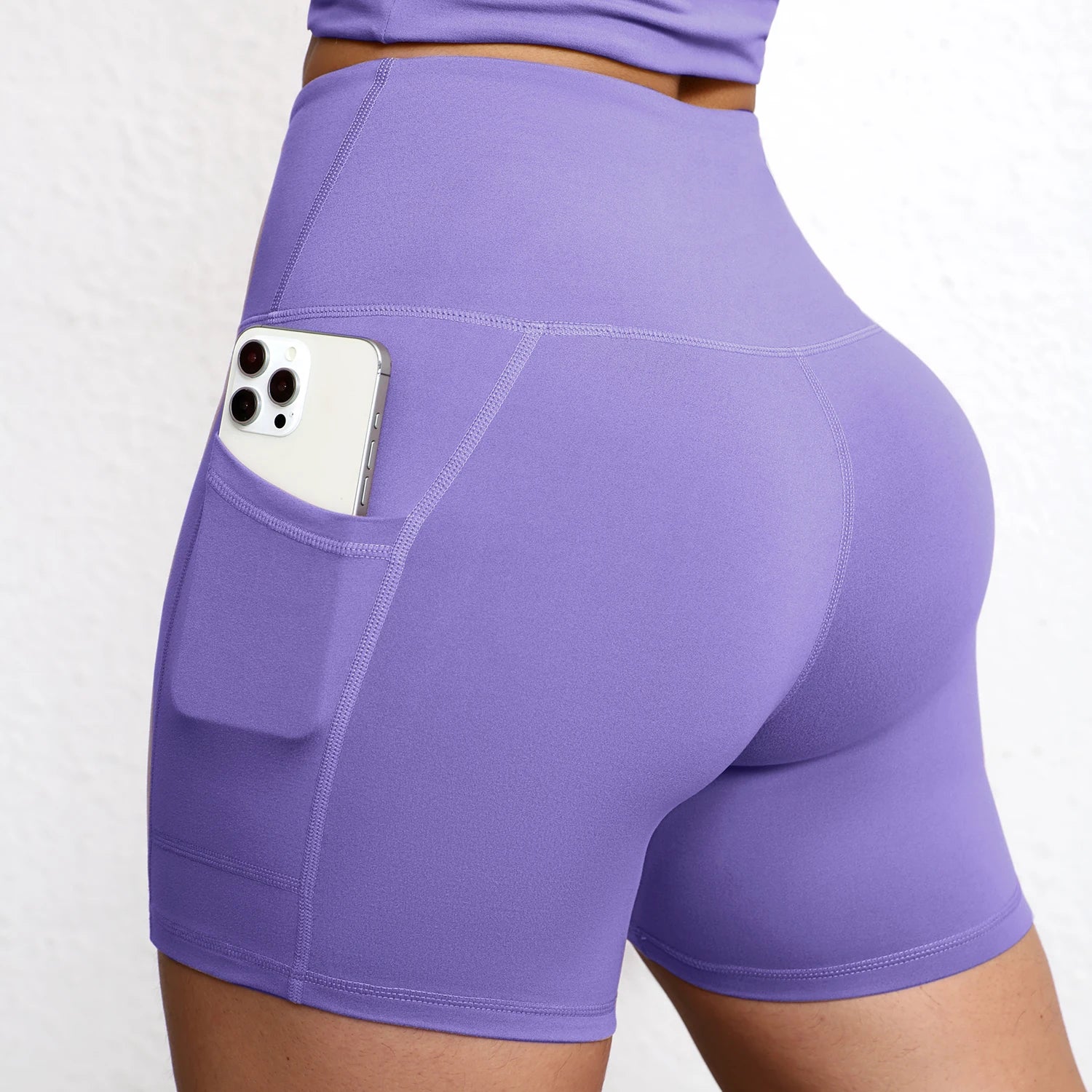 Women's High-Waist Yoga Shorts with Pockets | Quick-Dry Gym Workout Shorts S-XL