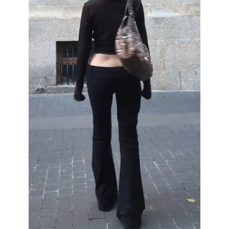 Y2K Black Bell-Bottom Flare Jeans