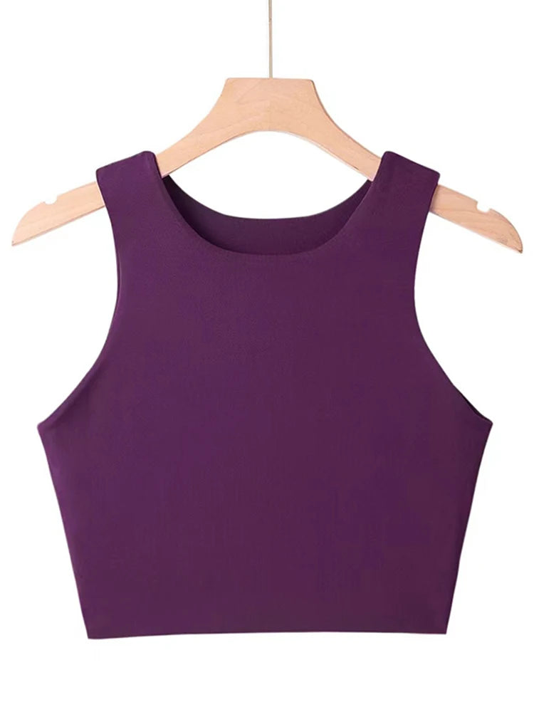 Women's Slim Fit Sleeveless Tank Top | Backless O-Neck Crop Top 6 Colors S-M