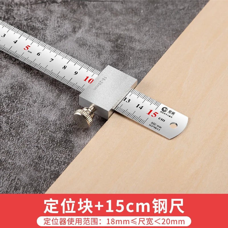 Woodworking Ruler Positioning Stop Block — Carbon Steel Marking Gauge