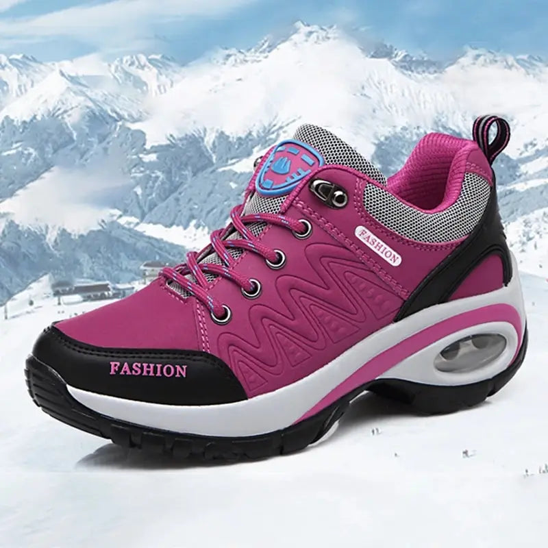 Women's Waterproof Platform Sneaker Boots – Lace-Up Low Heel Casual Outdoor Shoes