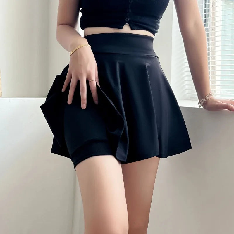Pleated Flared Mini Skirt