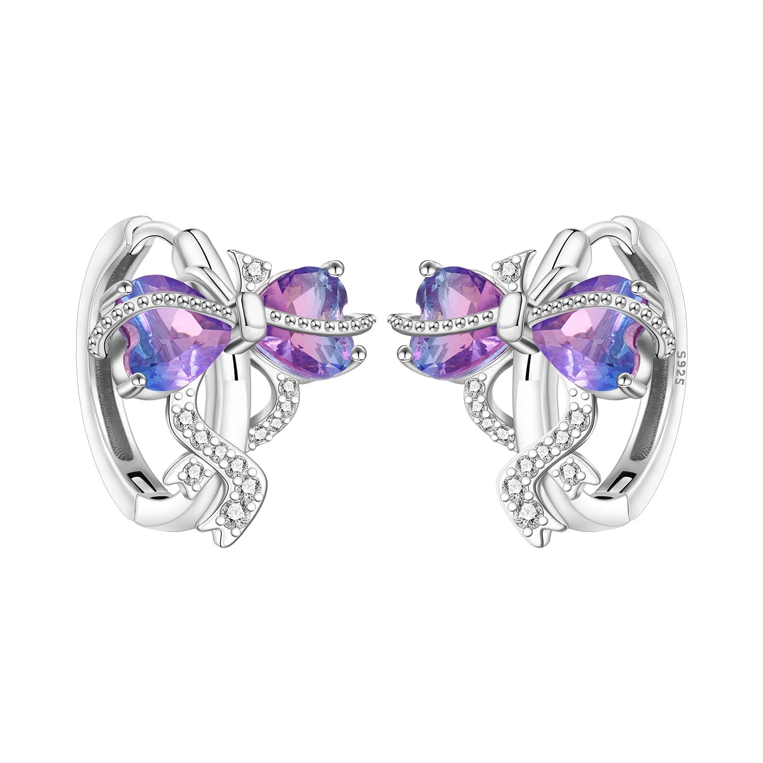 925 Sterling Silver Zircon Butterfly Drop Earrings – Women's Fine Jewelry