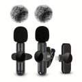 Wireless Lavalier Microphone with Windproof Cover — Clip-On Mic for Phone & Camera