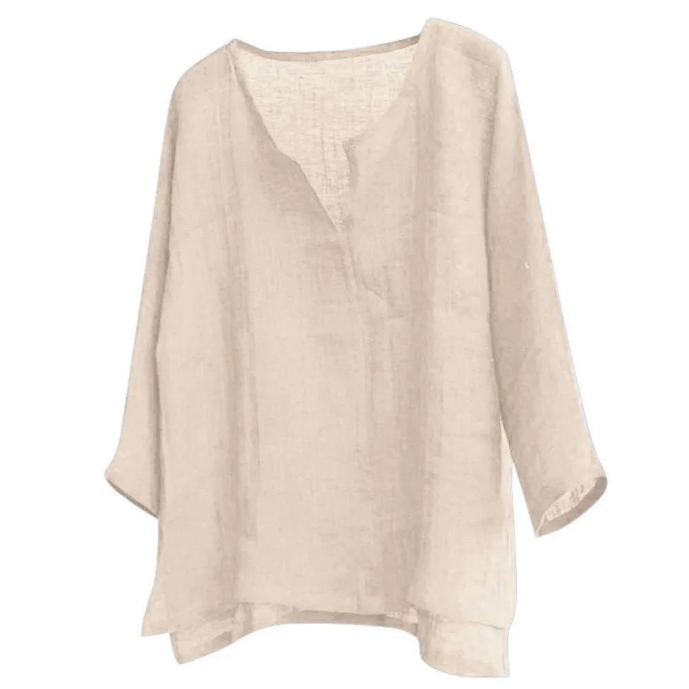 Men's Long-Sleeve Cotton Linen Shirt – Loose Fit Casual Button-Up