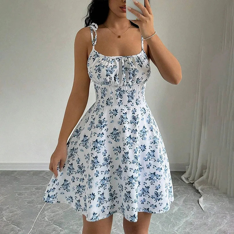 Women's Floral Spaghetti Strap Mini Dress