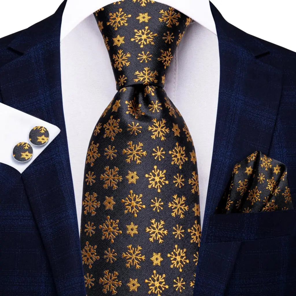 Floral Necktie Set for Men — Tie, Pocket Square & Cufflinks