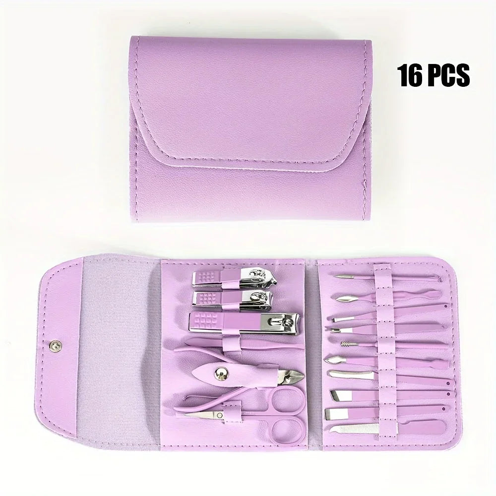 16-Piece Professional Nail Clipper & Cuticle Nipper Set with Travel Case