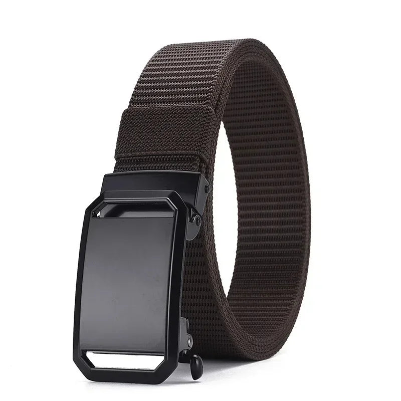 Men's Canvas Tactical Belt – Automatic Buckle, Military Workwear Style, 120cm