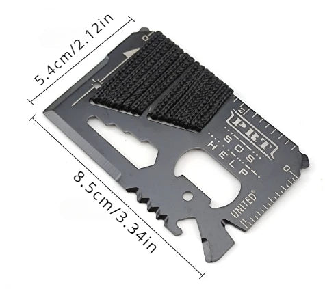14-in-1 EDC Multi-Tool Card – Stainless Steel Wallet Tool for Camping, Hiking & Survival